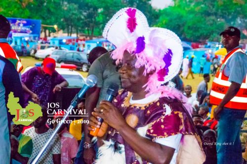 Governor Lalong in traditional gears speaking during Jos Carnival 2019