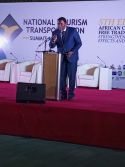 The President of Federation of Tourism Association of Nigeria (FTAN), Mr Nkereuwem Onung, during a remark at the National Tourism and Transportation Summit and Expo at the Abuja International Conference Centre, in Abuja on April 25, 2022.